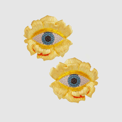 Evil Eye Flower Earrings