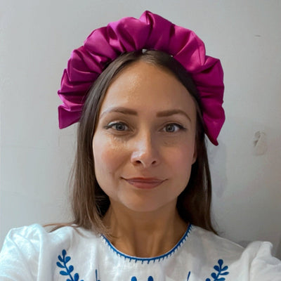 Iris fuchsia satin headband