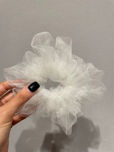 White tulle scrunchie