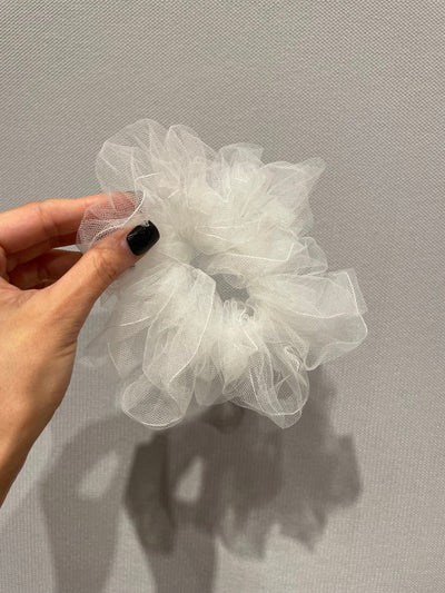 White tulle scrunchie