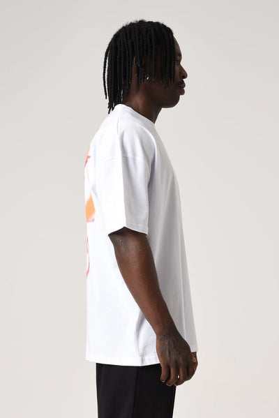 Oversized Back Spray Tee White / Orange