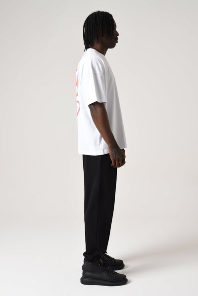 Oversized Back Spray Tee White / Black