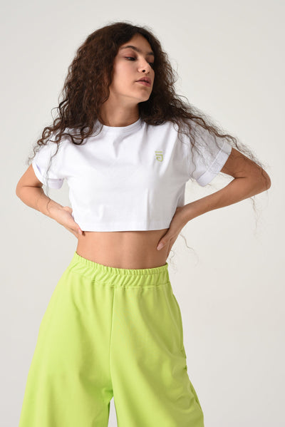 Crop Top White / Lime