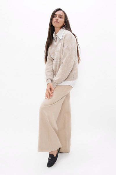 Nagano - V-Neck Sweater - Sand Marl