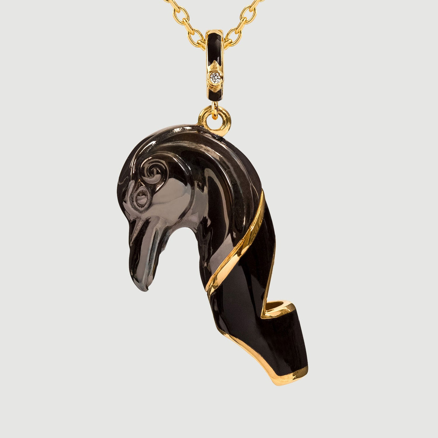 Raven Necklace | Whistle | Black Enamel