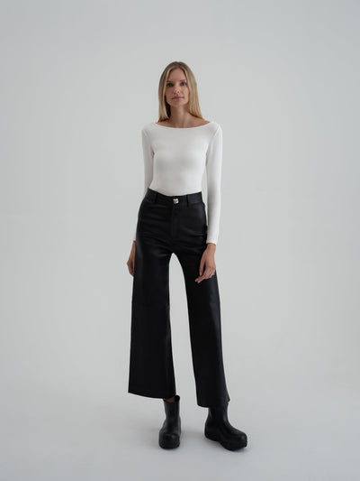 Boatneck Top, White, Front