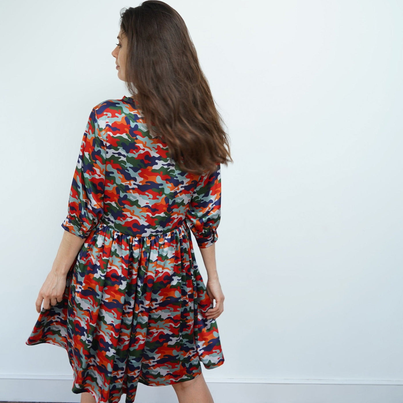 Vaata - Spritz Camo Print Skater Style Midi Dress back view