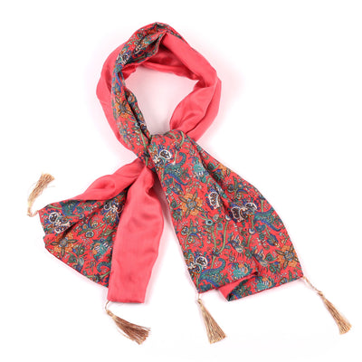 Flamingo pink paisley print scarf