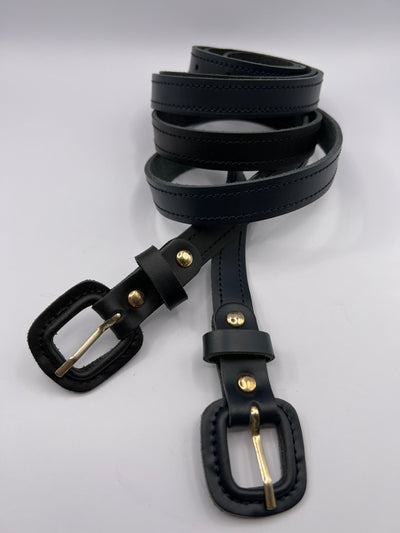 Finest Black and Marine Belt with Gold Adornment (pack of 2) - BLONDISH