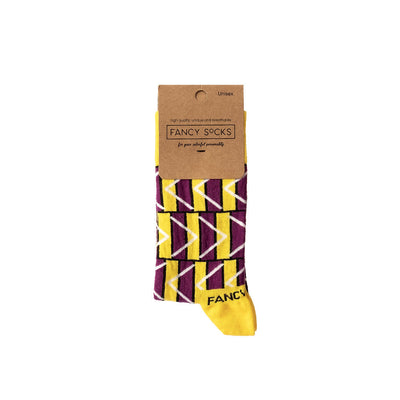 2 Pack Yellow and Purple Geometric Socks