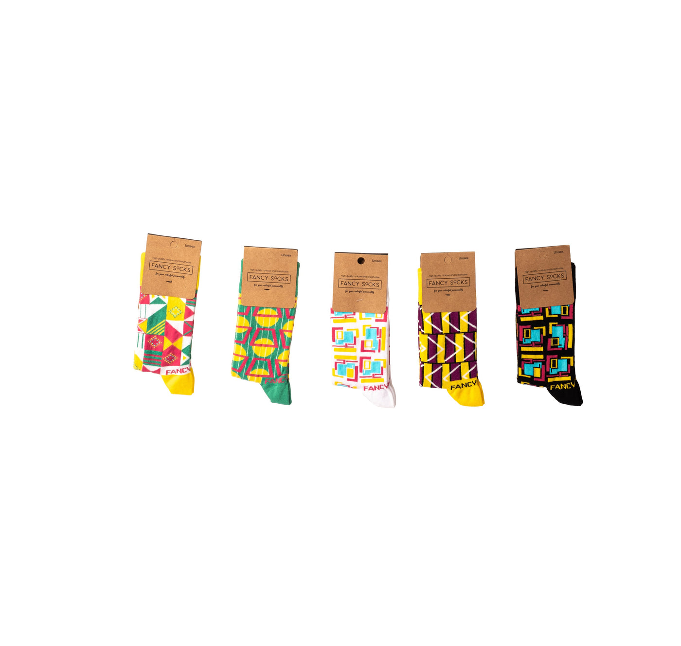 2 Pack Yellow and Purple Geometric Socks