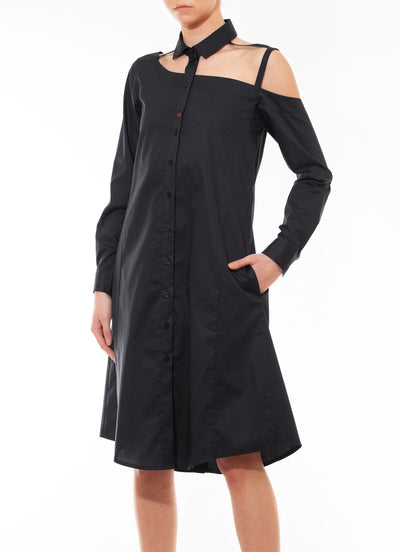 One shoulder shirtdress black by talented.company