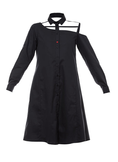 One shoulder shirtdress black by talented.company