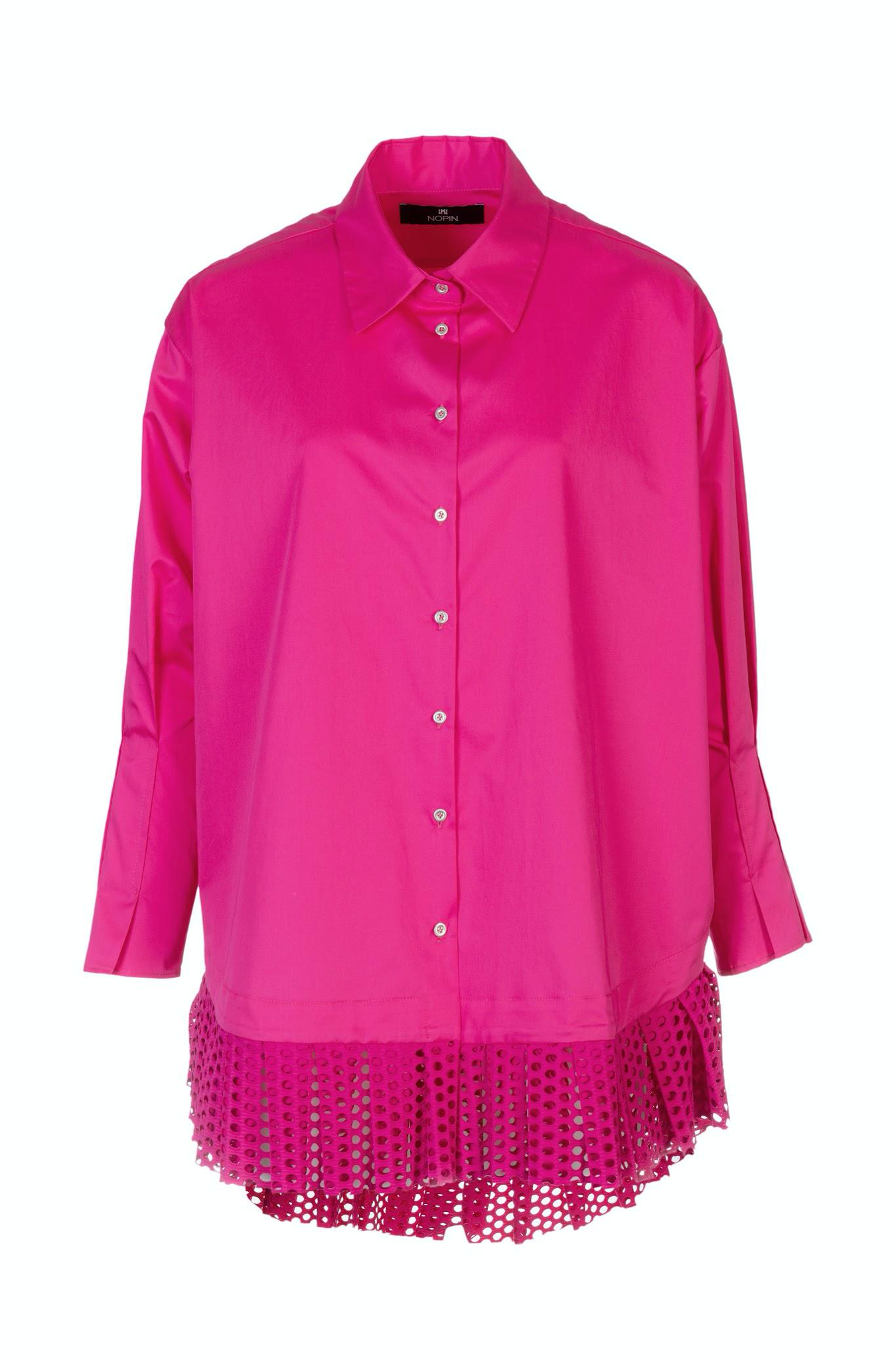 Pink Oversized Shirt with Mesh Pleats