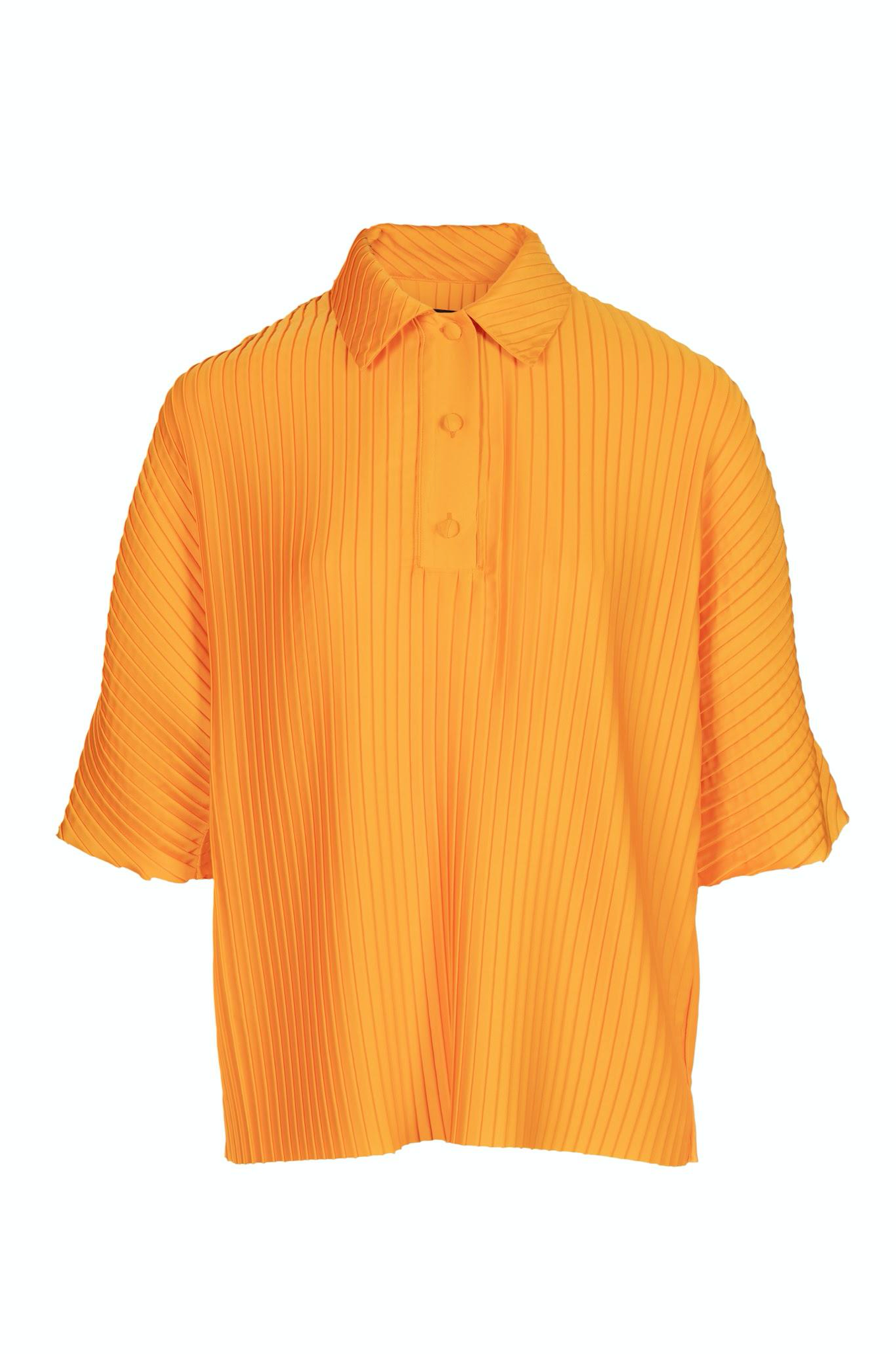 Orange Pleated Polo Shirt