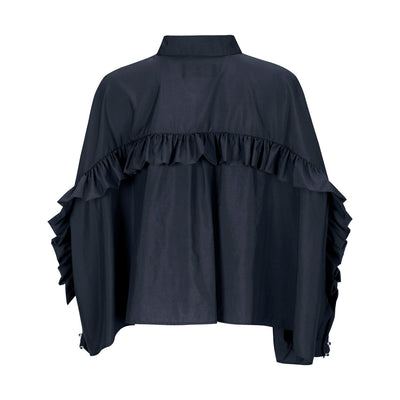 Navy Oversized Shirt with Frill on the back