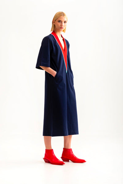 V-neck dress, navy blue by talented.company